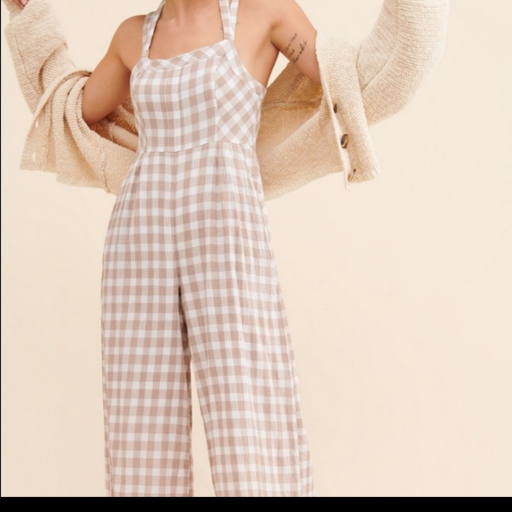 NWT Free People Zuzu Seersucker Jumpsuit